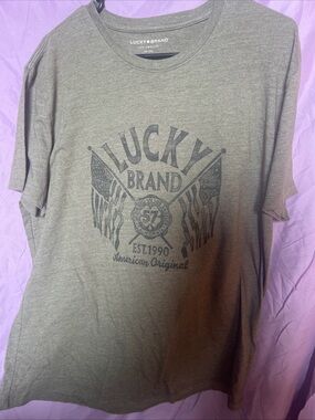 Lucky Brand Olive Green Graphic Short Sleeve Tee